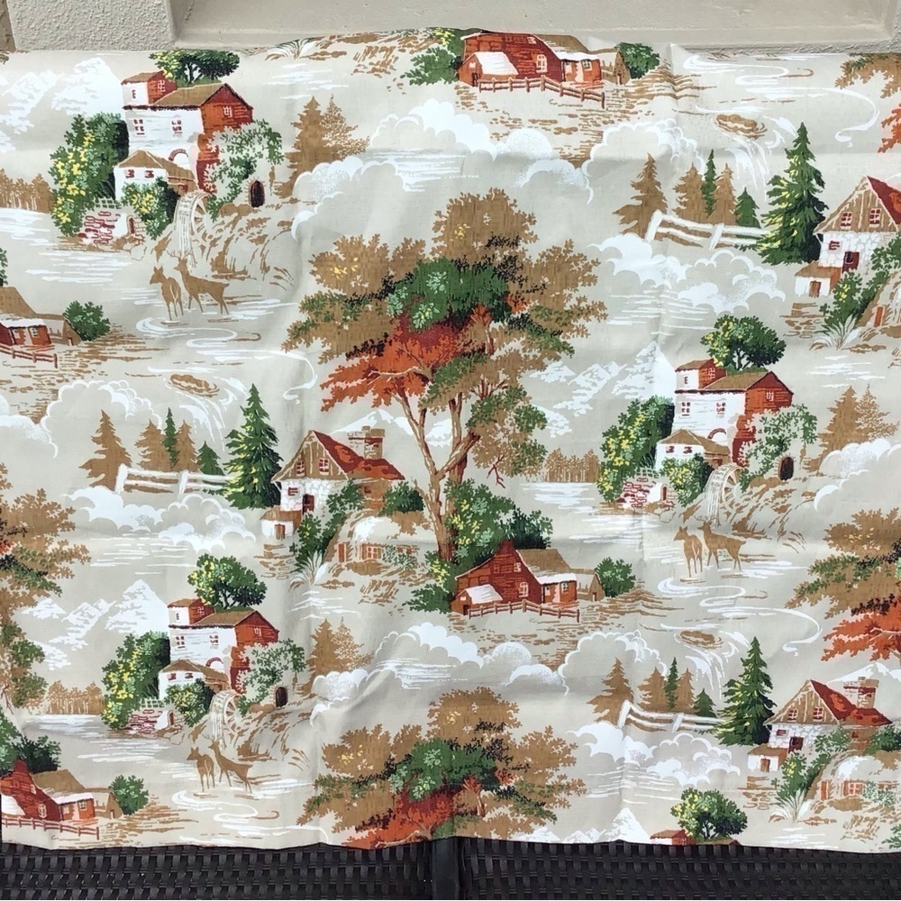 Farmhouse Vinyl Curtain Panels SET OF 2 Rustic Rod Pocket 35x33 Cabin RV Vintage